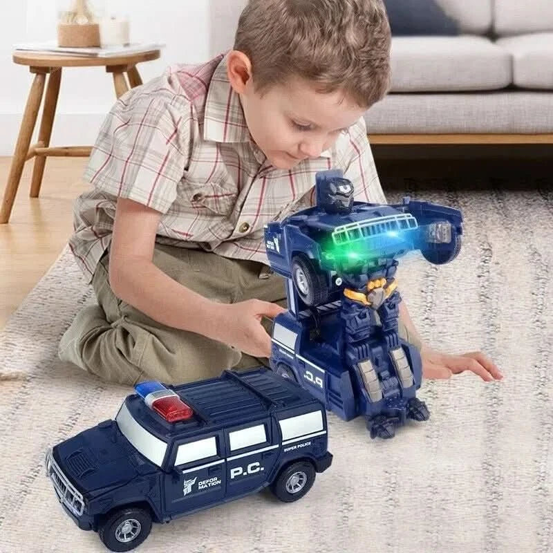 Police Car Toy 2 in 1, Transforming Toys with Light and Sound, Toy Robot, Toy Cars, Toys for 1 Year Old