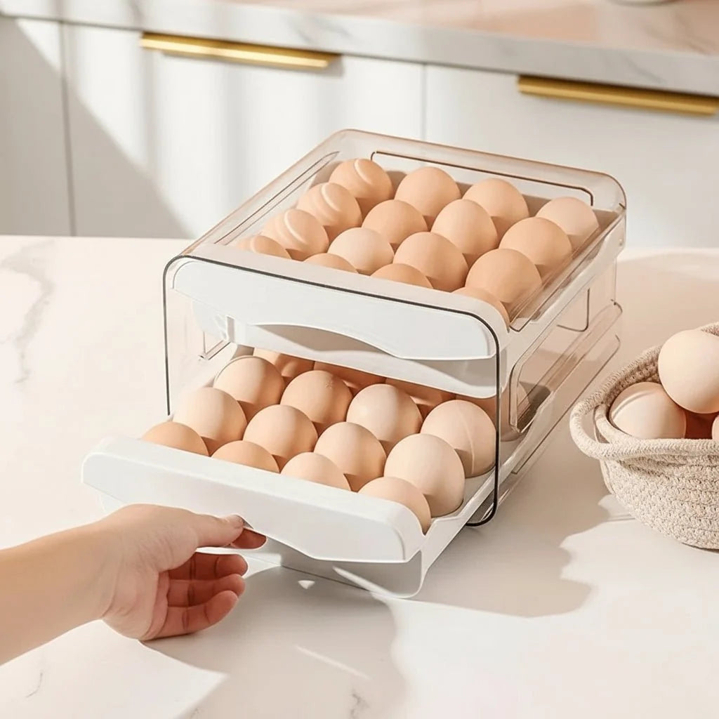 Egg Box for Fridge, 2 Layer Egg Holder for 32 Eggs