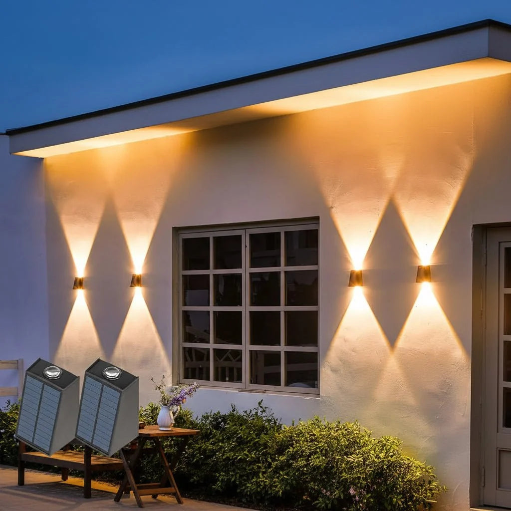 Outdoor Wall Lights, Solar Wall Lights Outdoor with Up and Down Light
