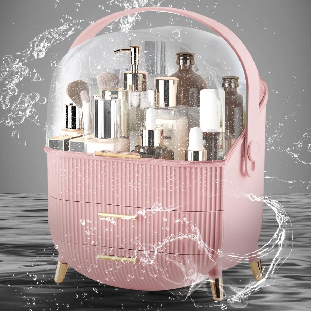 Makeup Organiser, Clear Cosmetic Organiser Box, Dustproof Makeup Storage Box with Compartments and Makeup Brush Holder_09