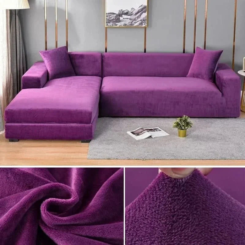Sofa Covers 1 to 3 Seater, Stretch Velvet Sofa Slipcover with Non Slip Hold – image 4