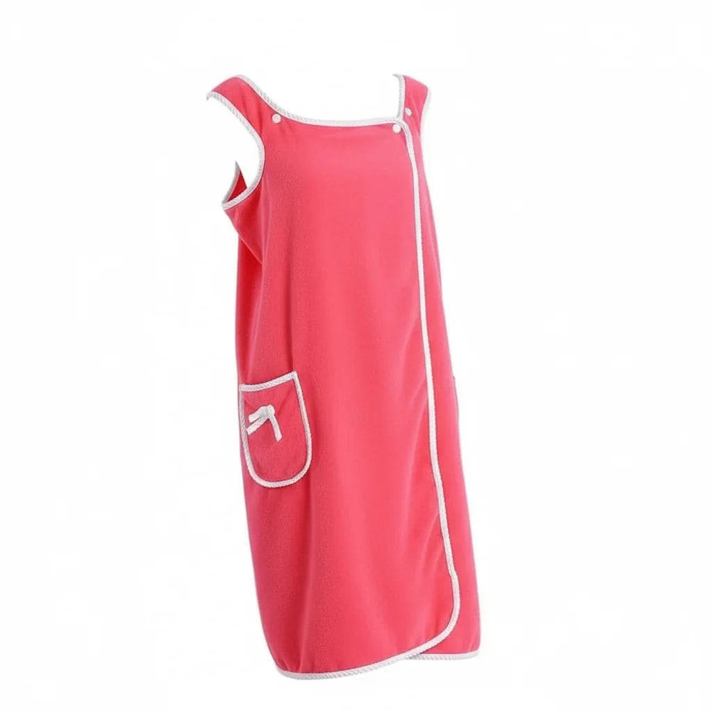 Womens Bathrobe in Coral Fleece, Ladies Dressing Gown with Snap Closure, Womens Dressing Gown Off Shoulder, Bath Robe_19