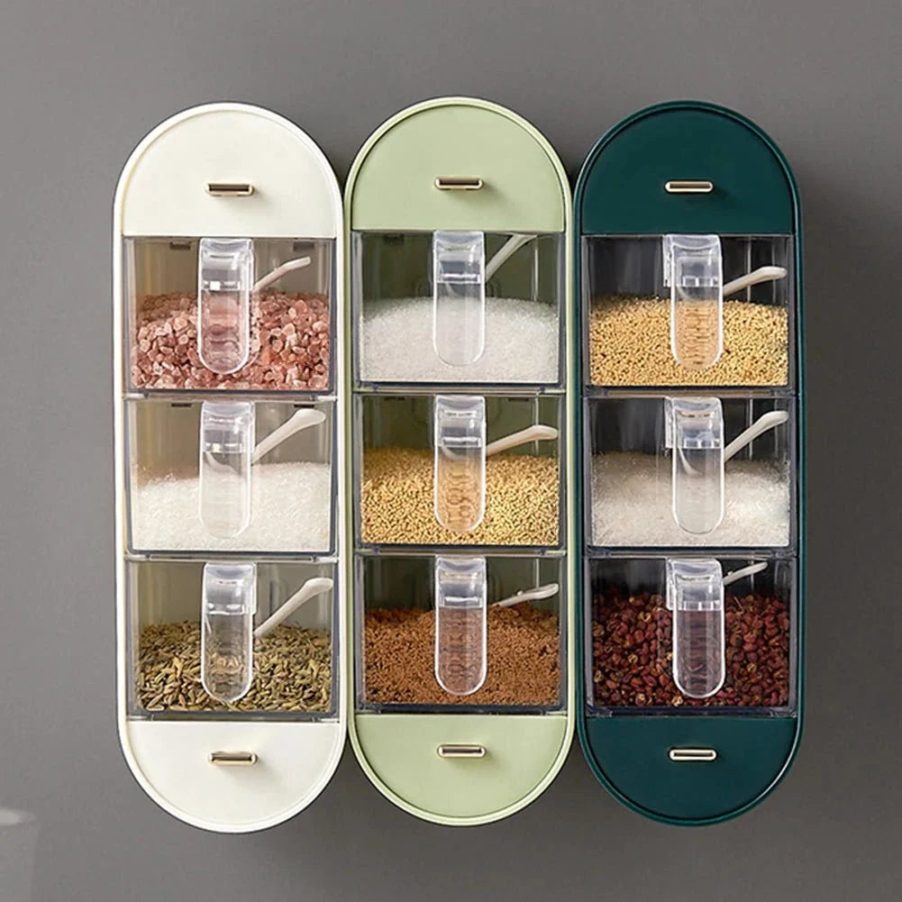 Spice Organiser with 5 Compartments, Wall Mounted Spice Rack No Drilling – image 5