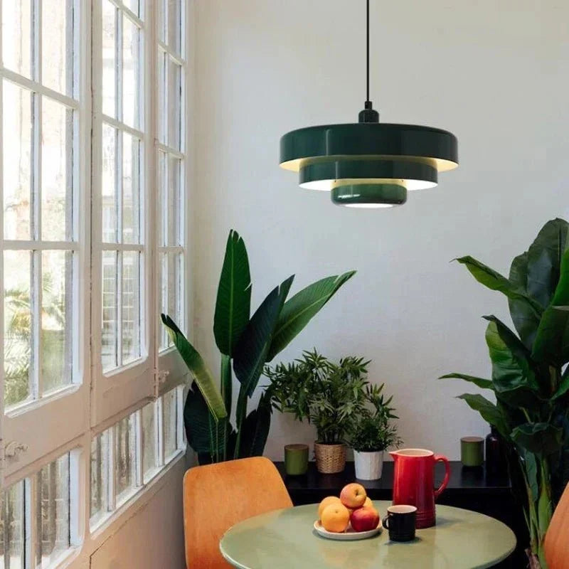 3 Tier Hanging Light with Metal Shades in Macaron Colours for Dining Room