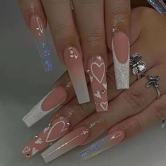 Pink Press On Nails with Glue, 24 Stick On Nails, False Nails in Pink Designs for Any Occasion
