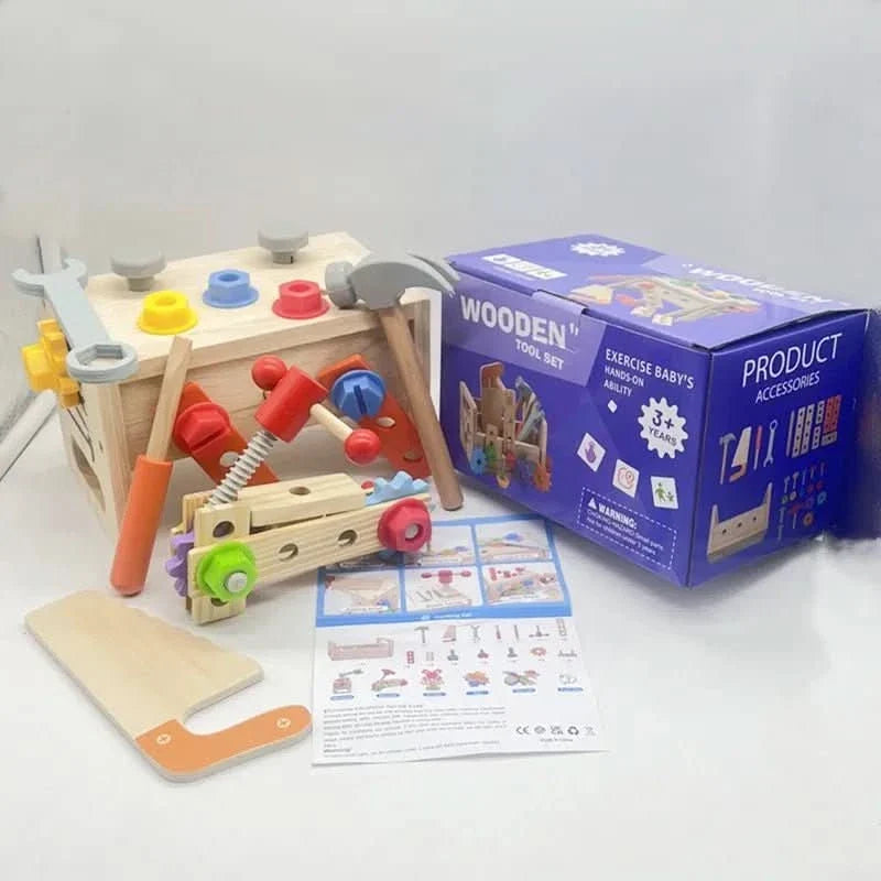 Kids Wooden Tool Kit, Montessori Toys with Toy Tools, Wooden Toys for Role Play, Builder Toys for Creative Play_05