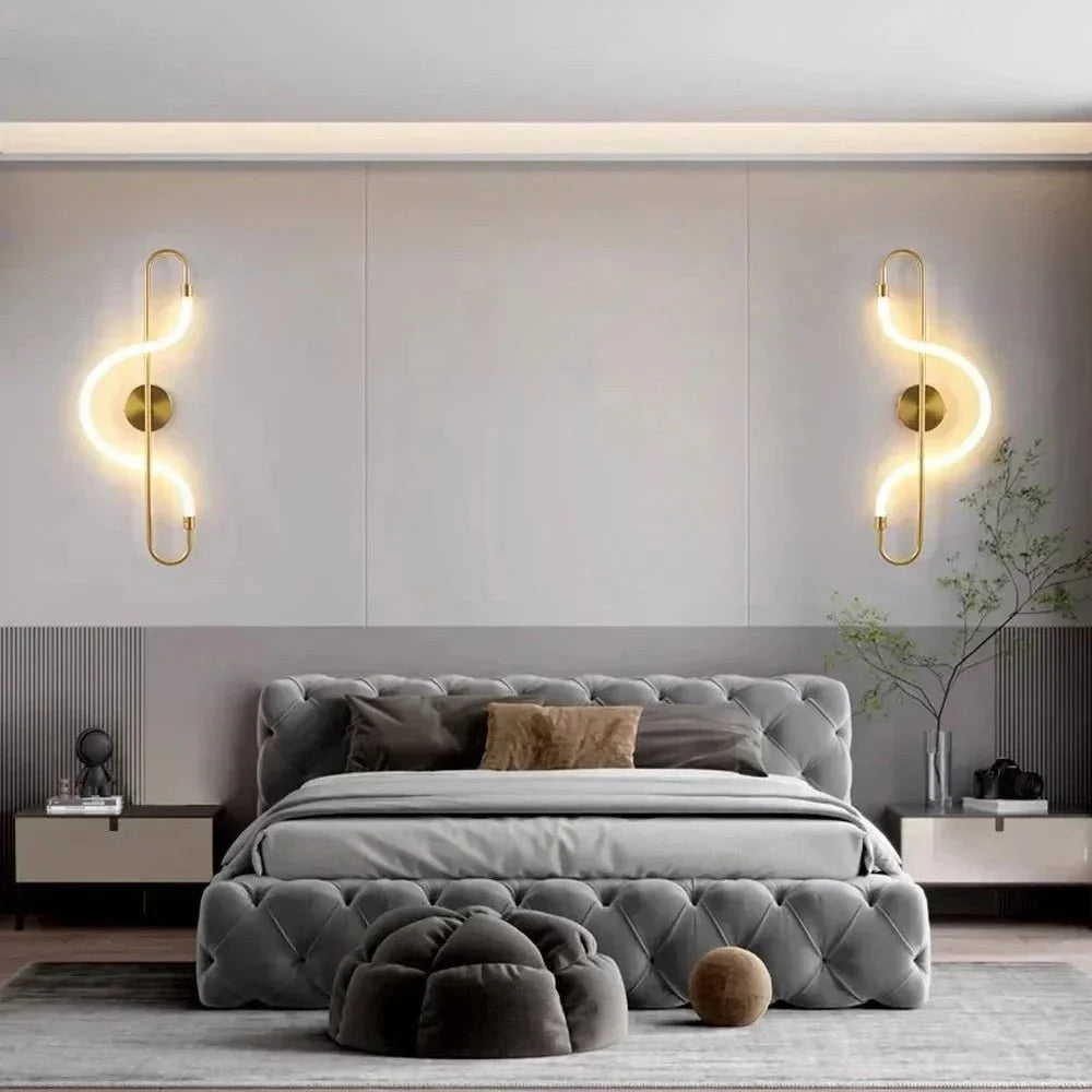 LED Wall Light Gold, Modern Wall Light for Living Room, Aluminium Wall Lighting for Bedroom and Hallway, 110 cm_01