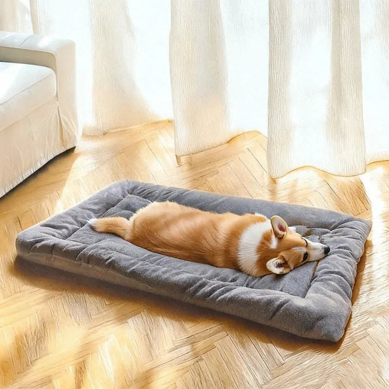 Dog Mats for Sleeping, Thick Plush Dog Pad 120 x 60 cm, Flat Dog Bed Mat for Small to Large Dogs_01