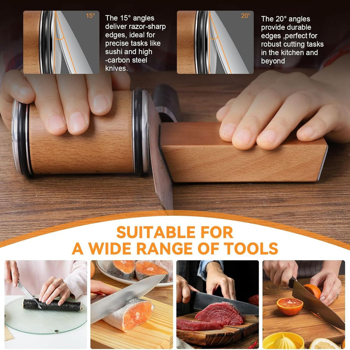 Rolling Knife Sharpener with Diamond Roller, Kitchen Knife Sharpener – image 5