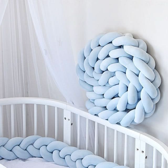 Braided Cot Bumper, Cotton Woven Crib Bumper in 1 to 4 m Lengths, Nursery Decor in Solid Colours_34