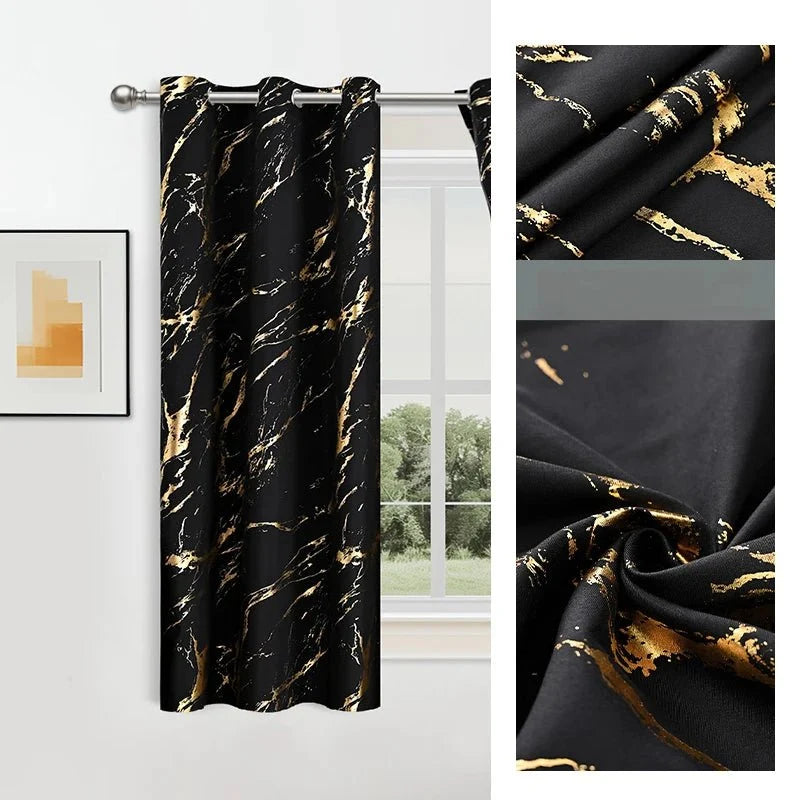 Blackout Curtains with Eyelets, Patterned Curtains in Marble and Wave Print for Living Room, Bedroom Curtains_04