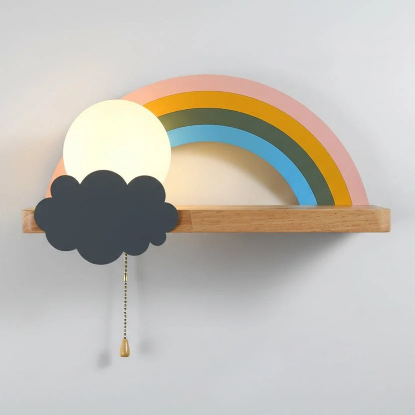 Rainbow Wall Light for Kids Room, Nordic Wall Lamp in Wood and Metal, Indoor Wall Light for Bedroom_07