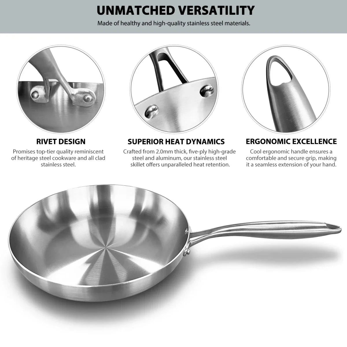 Stainless Steel Frying Pan, Induction Hob Pan – image 4