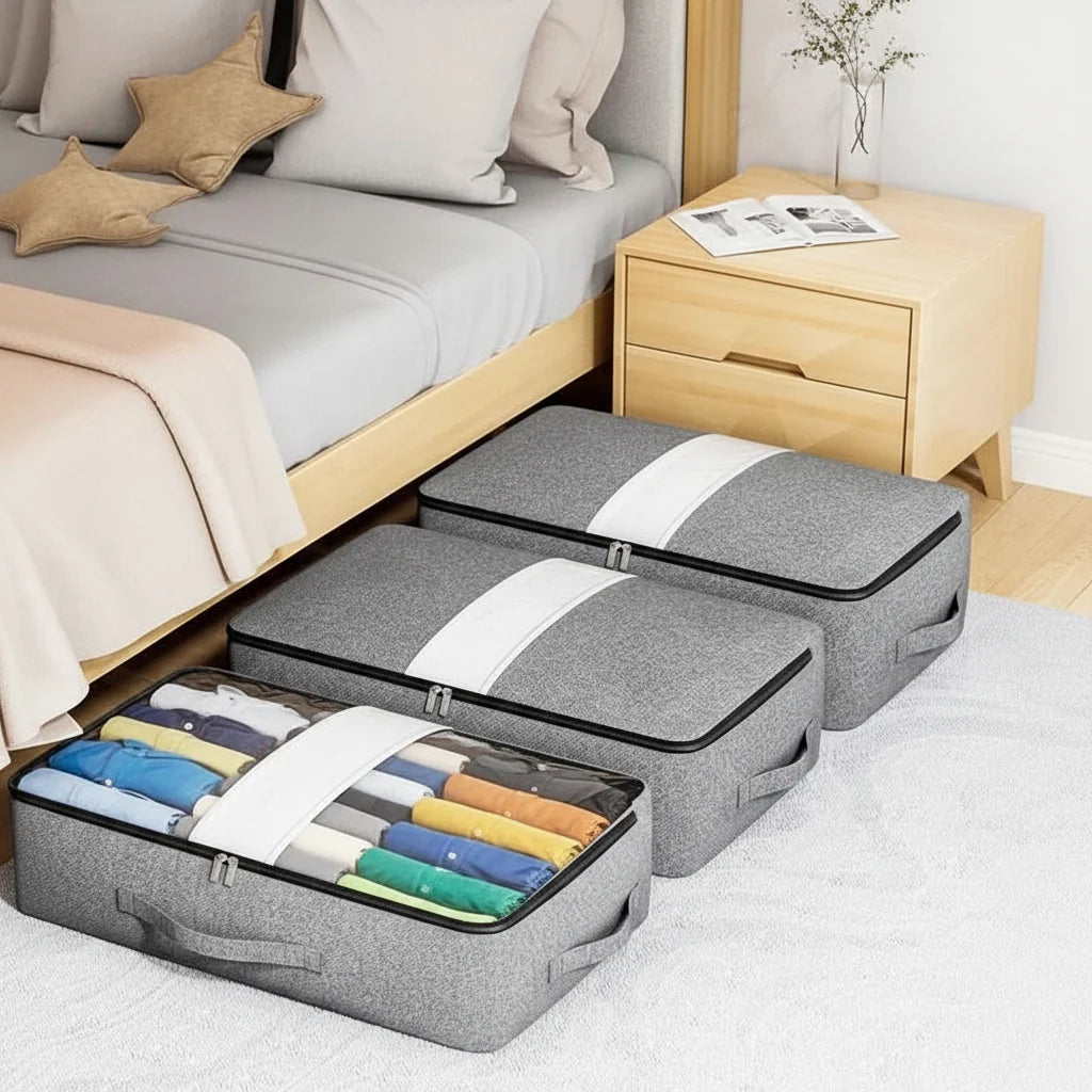 Duvet Storage Bags with Zip and Viewing Window, Large Storage Bag for Bedding and Pillows, Quilt Bag in 4 Sizes