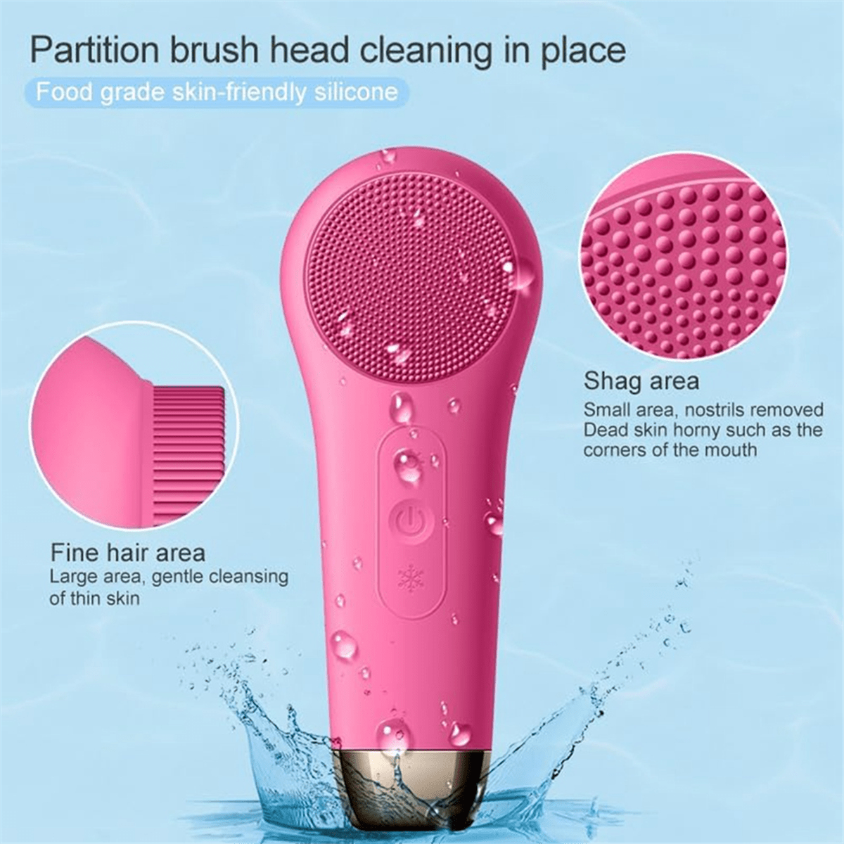 Facial Brush, Silicone Face Cleansing Brush with Heat and Cold – image 8
