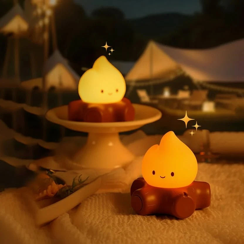 Bedside Table Lamps, Rechargeable Lamp with White Noise Machine, Campfire Flame Bedside Lamp for Bedroom_01