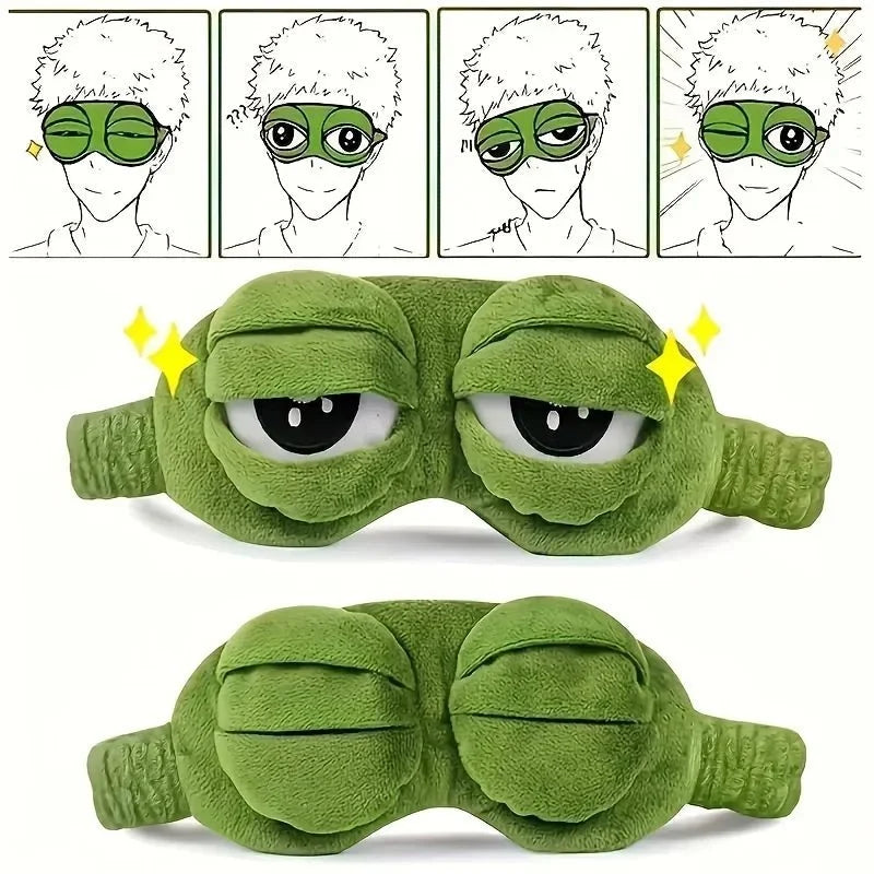Eye Mask for Sleeping, Cute 3D Frog Sleep Mask, Plush Cotton Eye Mask for Travel and Office_02