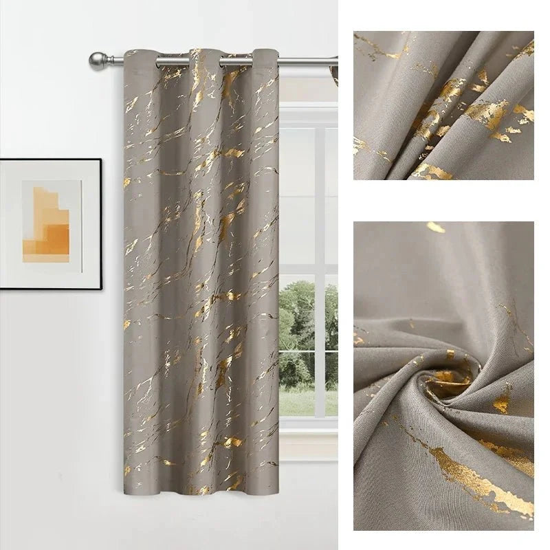 Blackout Curtains with Eyelets, Patterned Curtains in Marble and Wave Print for Living Room, Bedroom Curtains_07