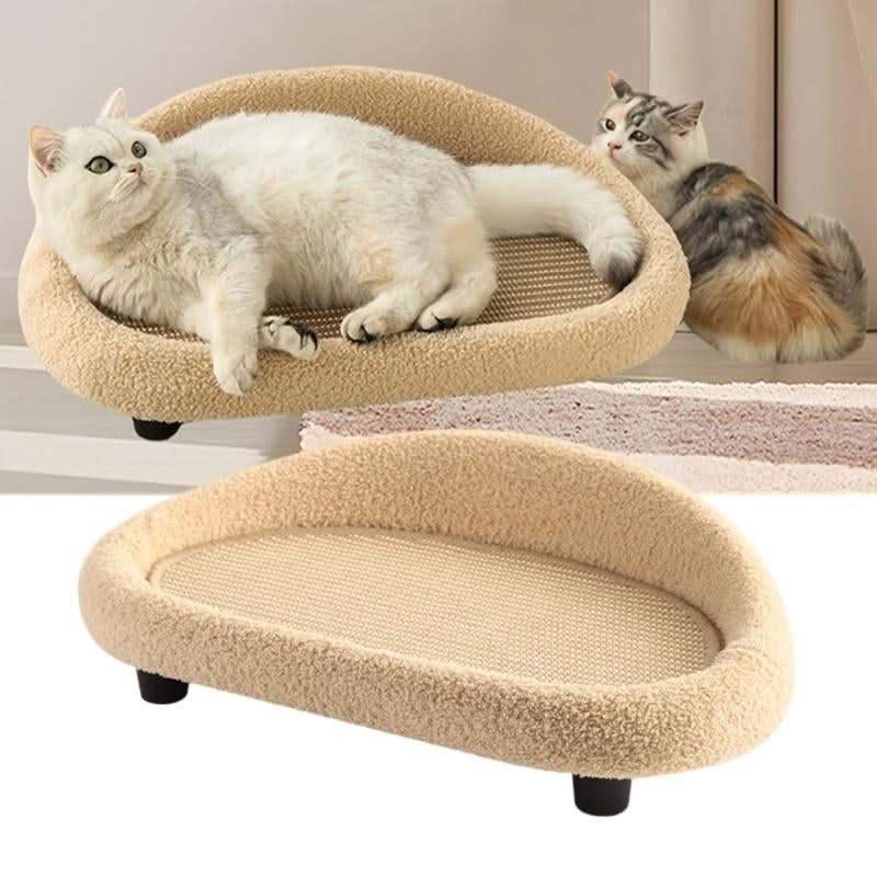 Cat Cave Bed with Sisal Scratching Surface, Cosy Cat Bed with Washable Cushion, Cat Scratcher Bed_08