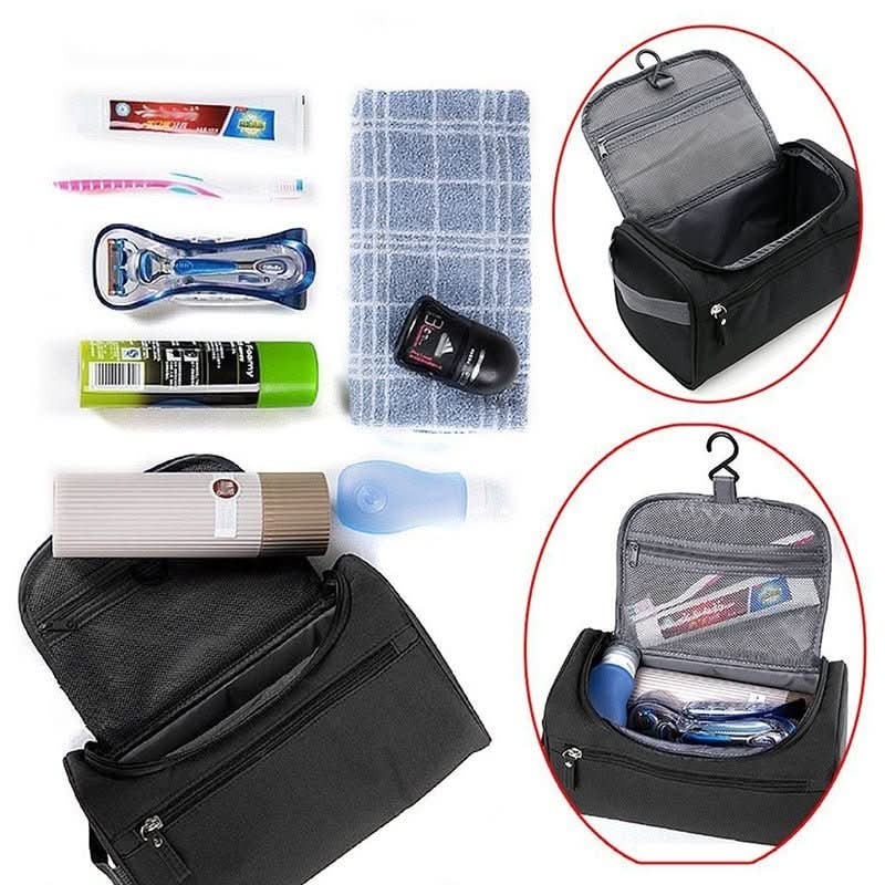 Hanging Wash Bag with Hook, Compact Toiletries Bag with Compartments