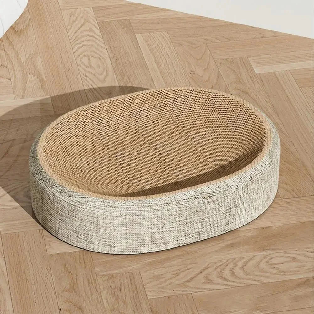 Cat Scratcher Bed, Woven Sisal Cat Scratching Mat, Oval Cat Bed, Kitten Bed for Scratching and Lounging