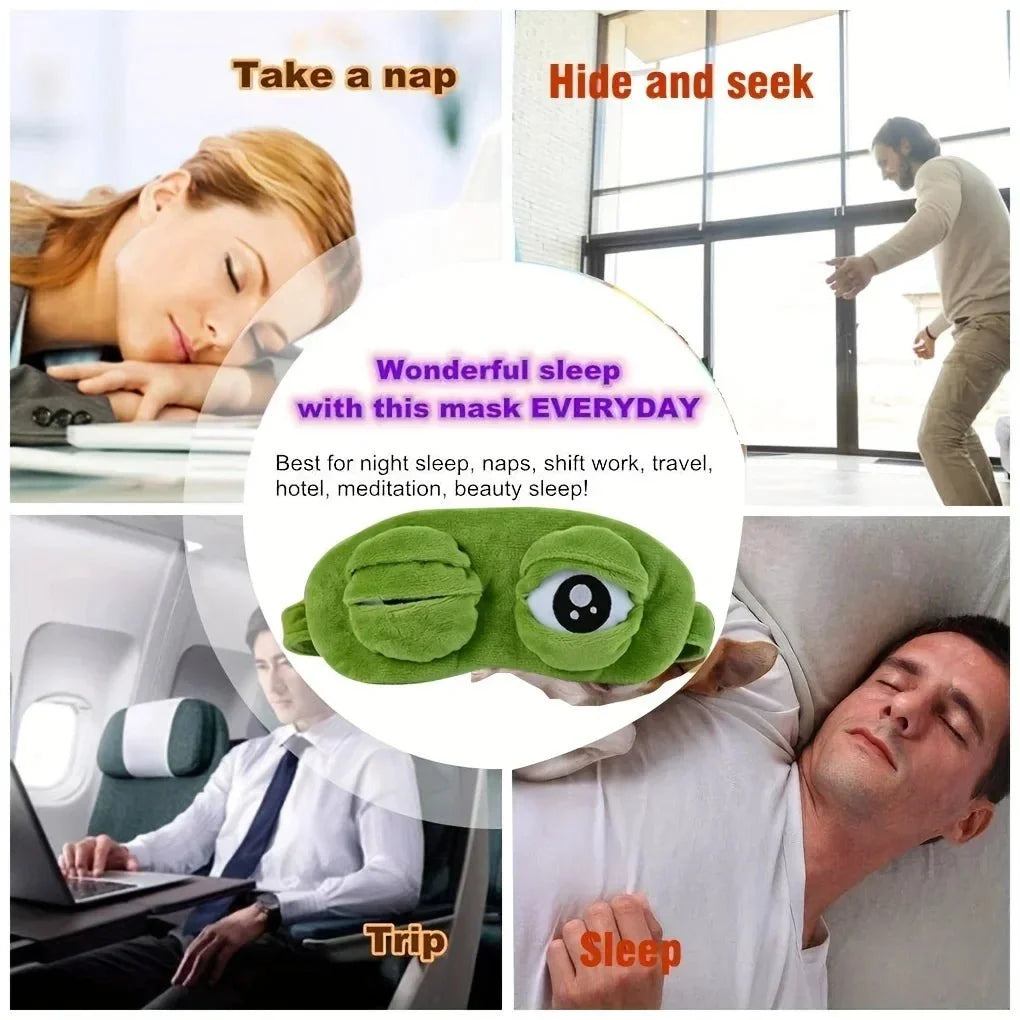 Eye Mask for Sleeping, Cute 3D Frog Sleep Mask, Plush Cotton Eye Mask for Travel and Office_04