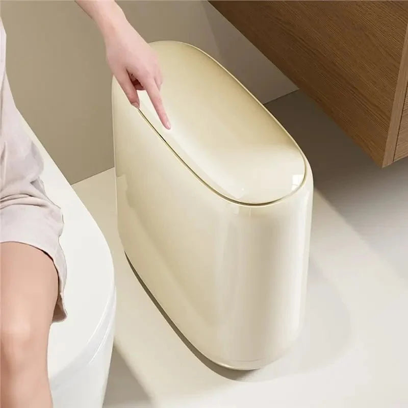 Slim Kitchen Bin for Narrow Spaces, Small Bathroom Bin, Plastic Rubbish Bin for Office and Laundry Room_01