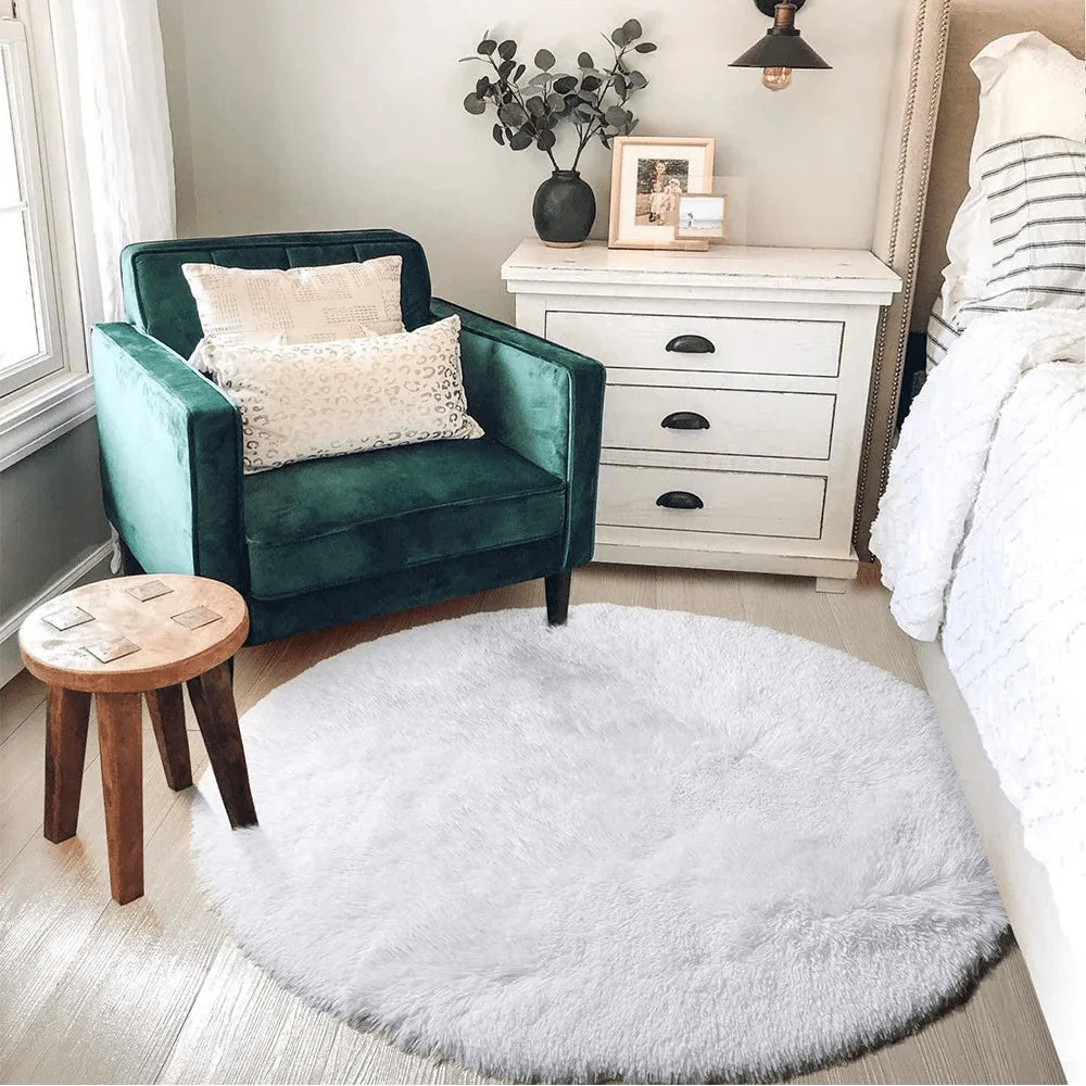Round Living Room Rug, Fluffy Rug for Bedroom – image 9