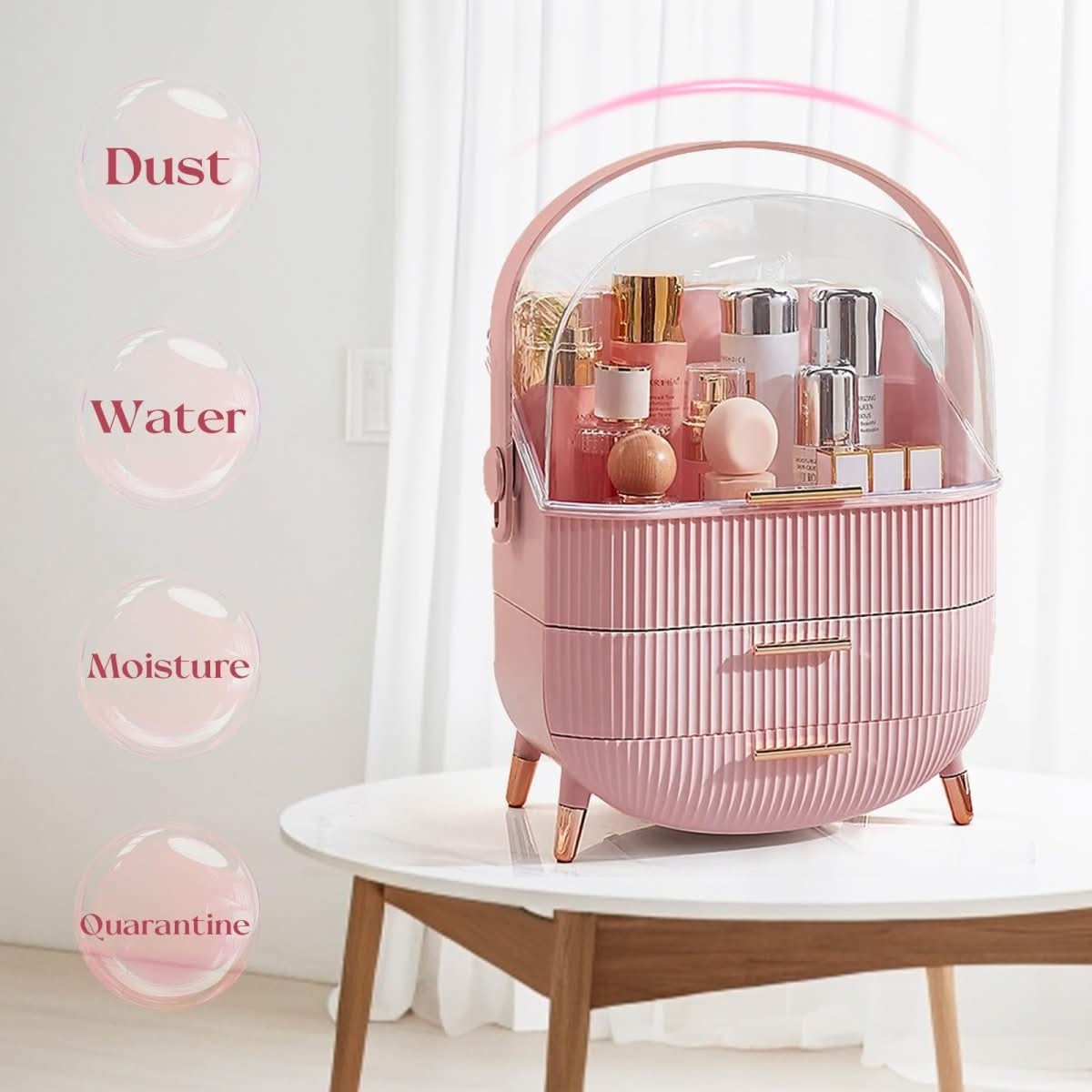 Makeup Organiser, Clear Cosmetic Organiser Box, Dustproof Makeup Storage Box with Compartments and Makeup Brush Holder_10