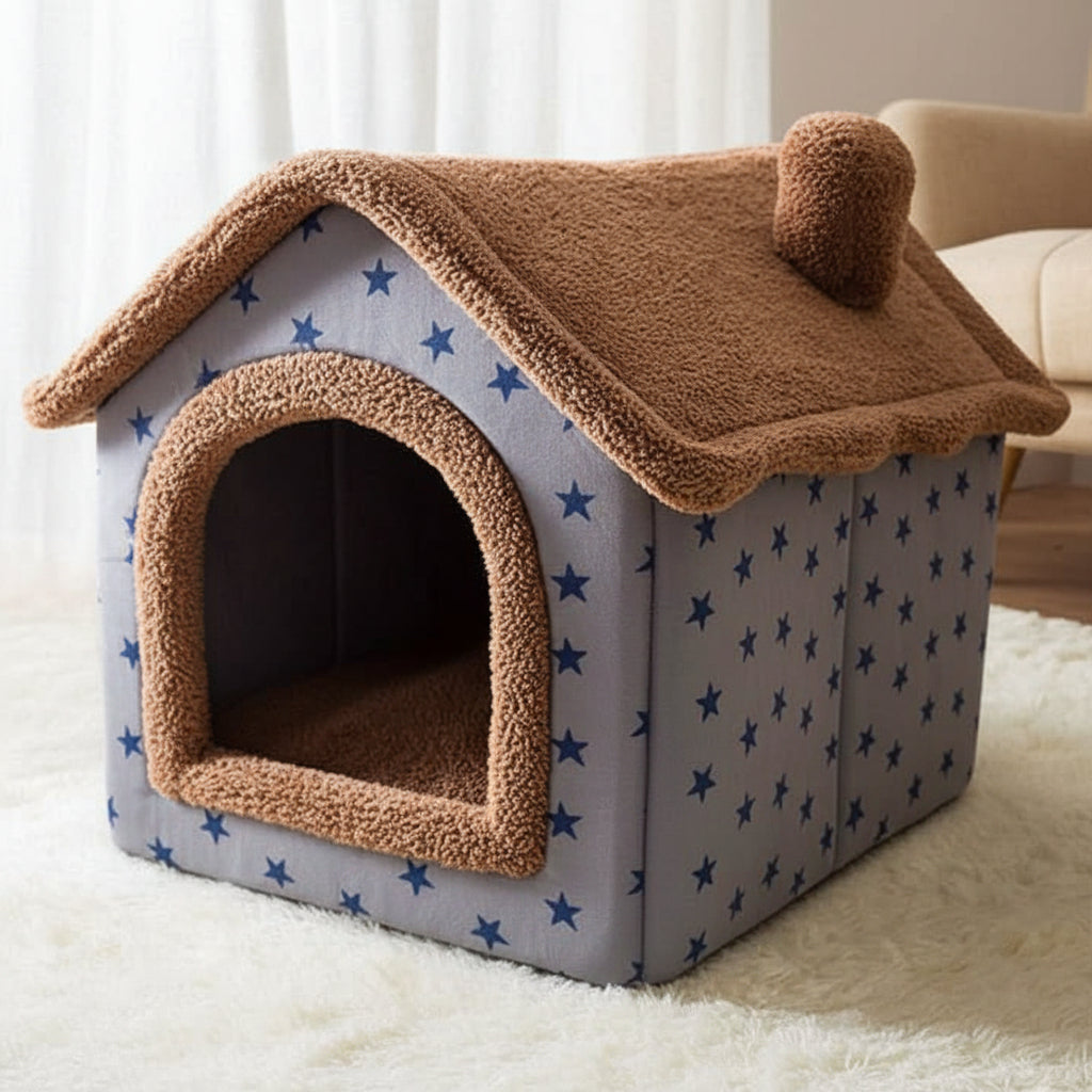 Cat House Indoor, Dog Cave Bed with Washable Cover