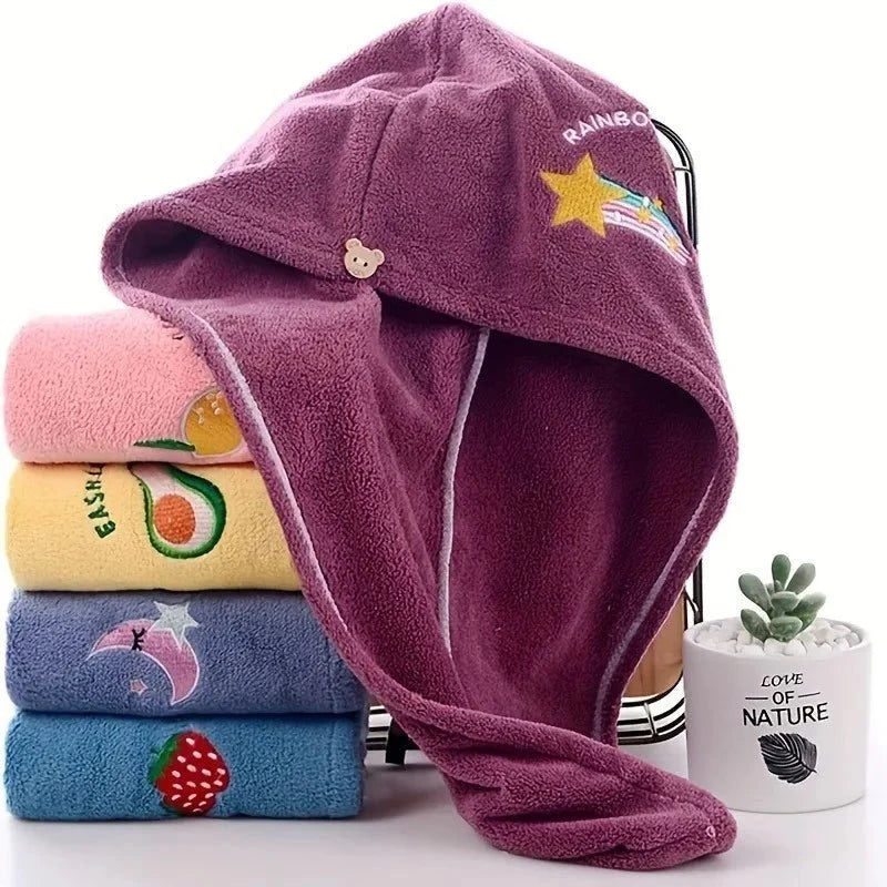 Hair Turban for Women and Girls, Quick Dry Hair Towel Wrap, Coral Fleece Turban Towel for Shower and Spa_02