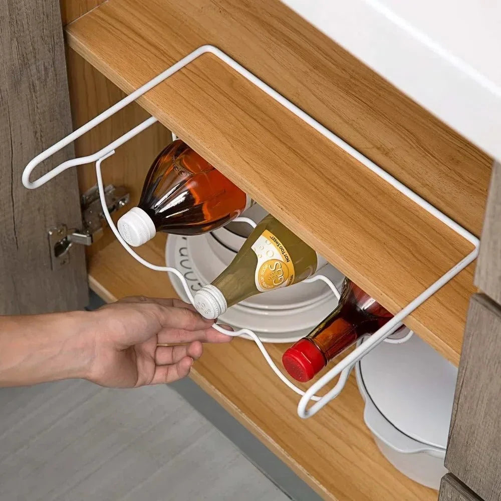 Wine Bottle Holder for Fridge, Rolling Fridge Wine Rack for Beer Bottles, Metal Fridge Organiser for Kitchen Cabinet_03