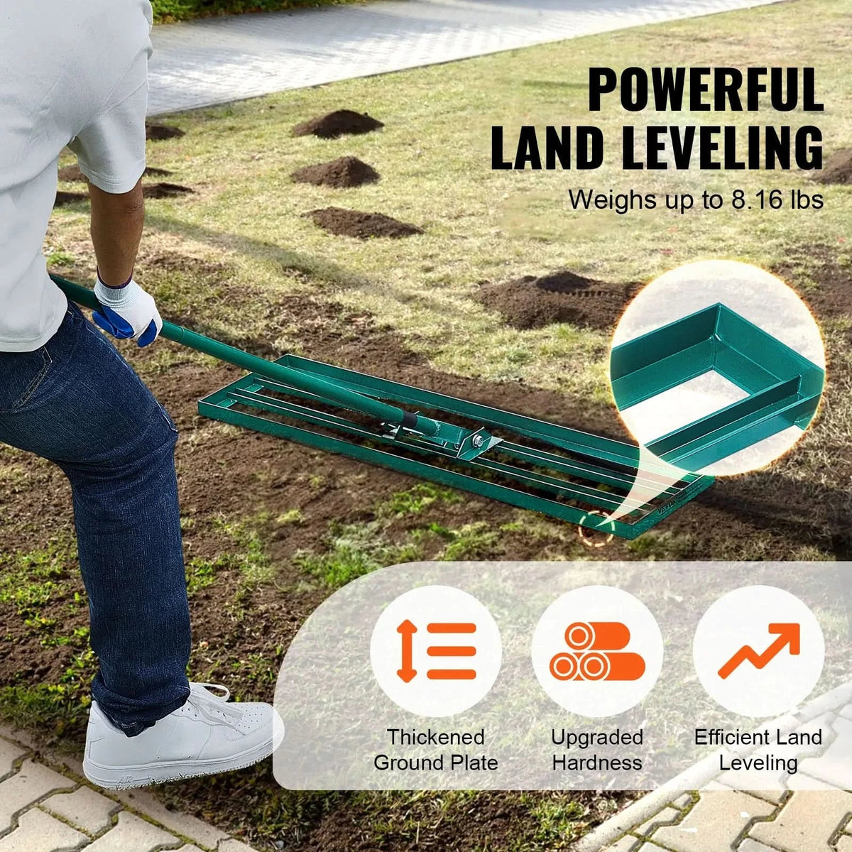 Garden Rake, Lawn Levelling Rake with Extra Long Handle – image 4