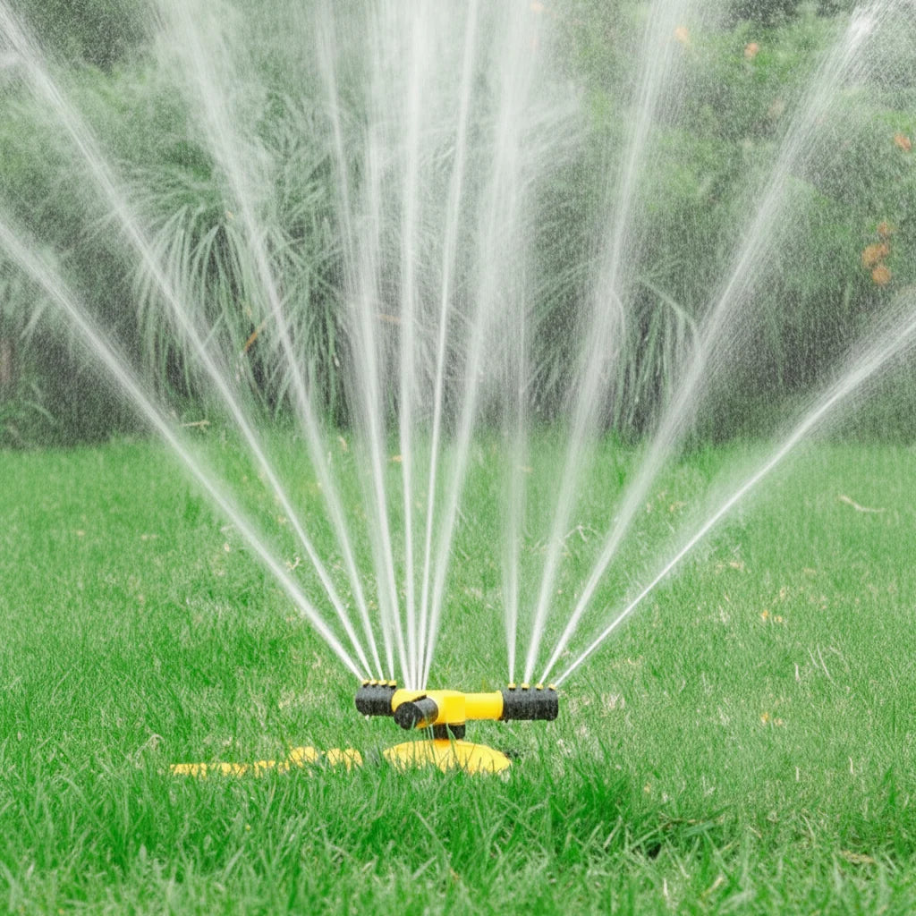 Garden Sprinkler 360 Degree Rotating, Lawn Sprinkler with 3 Arms up to 15 m, Water Sprinkler for Lawns and Flower Beds