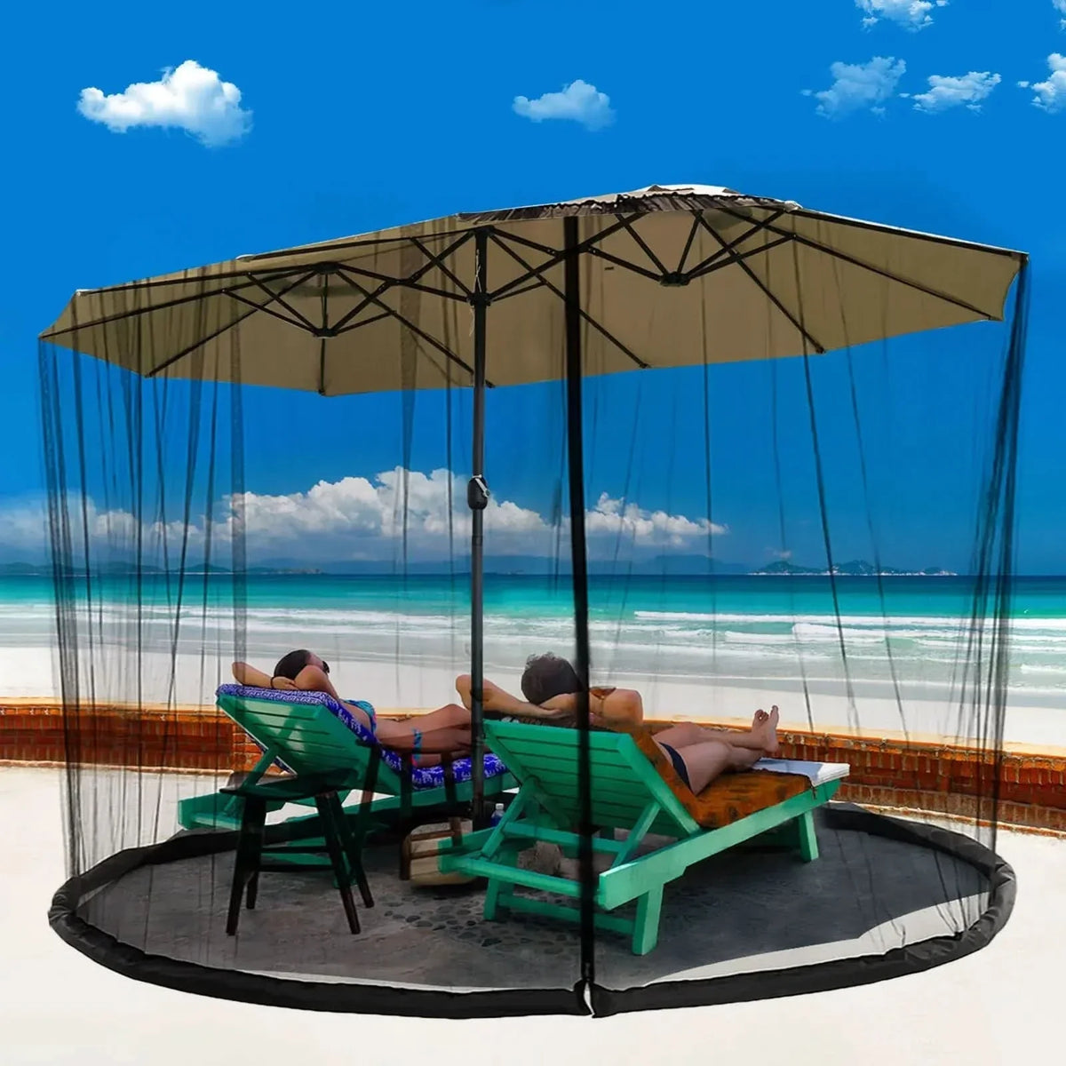 Mosquito Net for Parasols up to 4 m Diameter, Parasol Mosquito Net with Zip