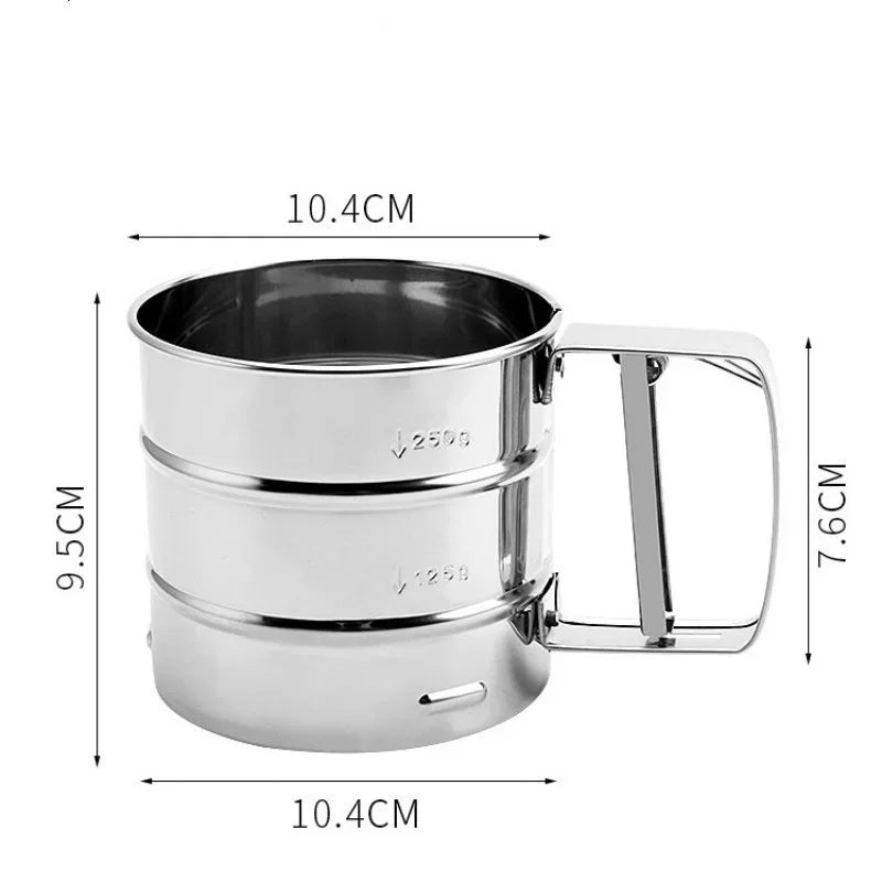 Stainless Steel Flour Sifter, One Handed Kitchen Sieve for Icing Sugar, Baking Equipment and Kitchen Accessories_08