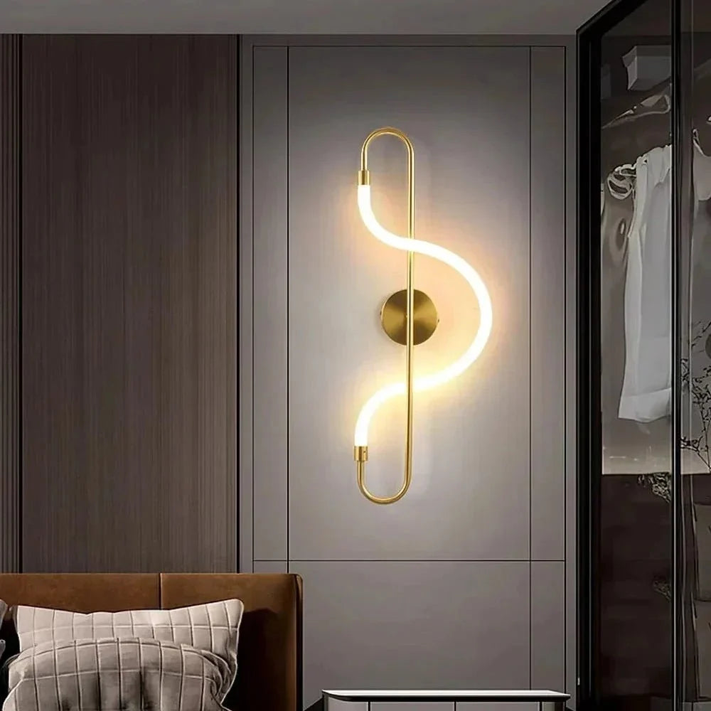 LED Wall Light Gold, Modern Wall Light for Living Room, Aluminium Wall Lighting for Bedroom and Hallway, 110 cm_06