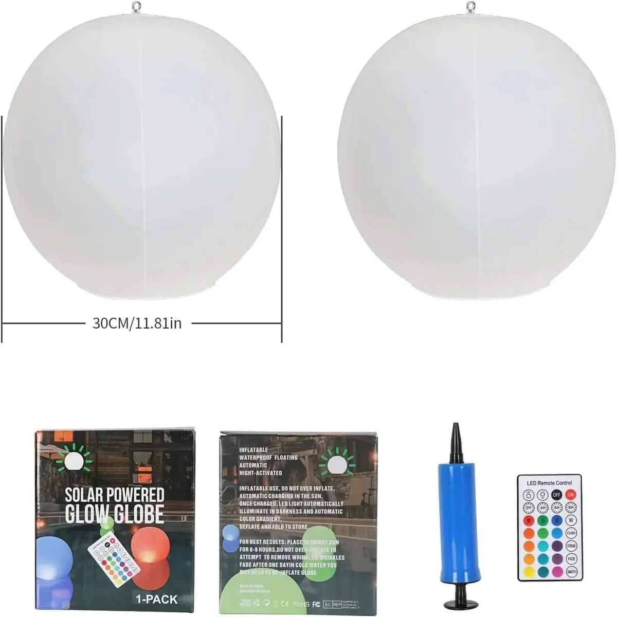 Solar Garden Lights, Outdoor Solar Lamp 34 cm, Floating Pool Lights with 16 Colours, Colour Changing Solar Light IP67_01