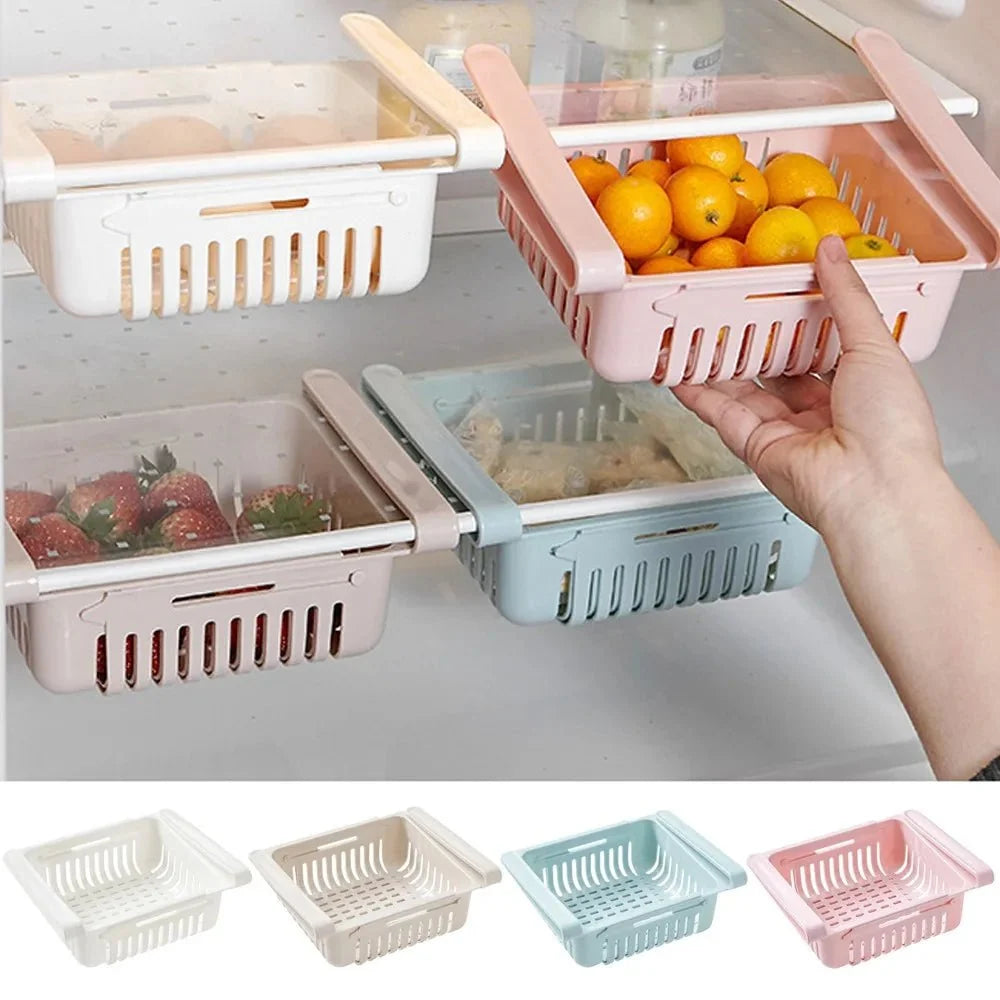 Plastic Storage Box for Fridge, Pull Out Fridge Drawer, Hanging Under Shelf Storage Box for Fruit and Eggs_02