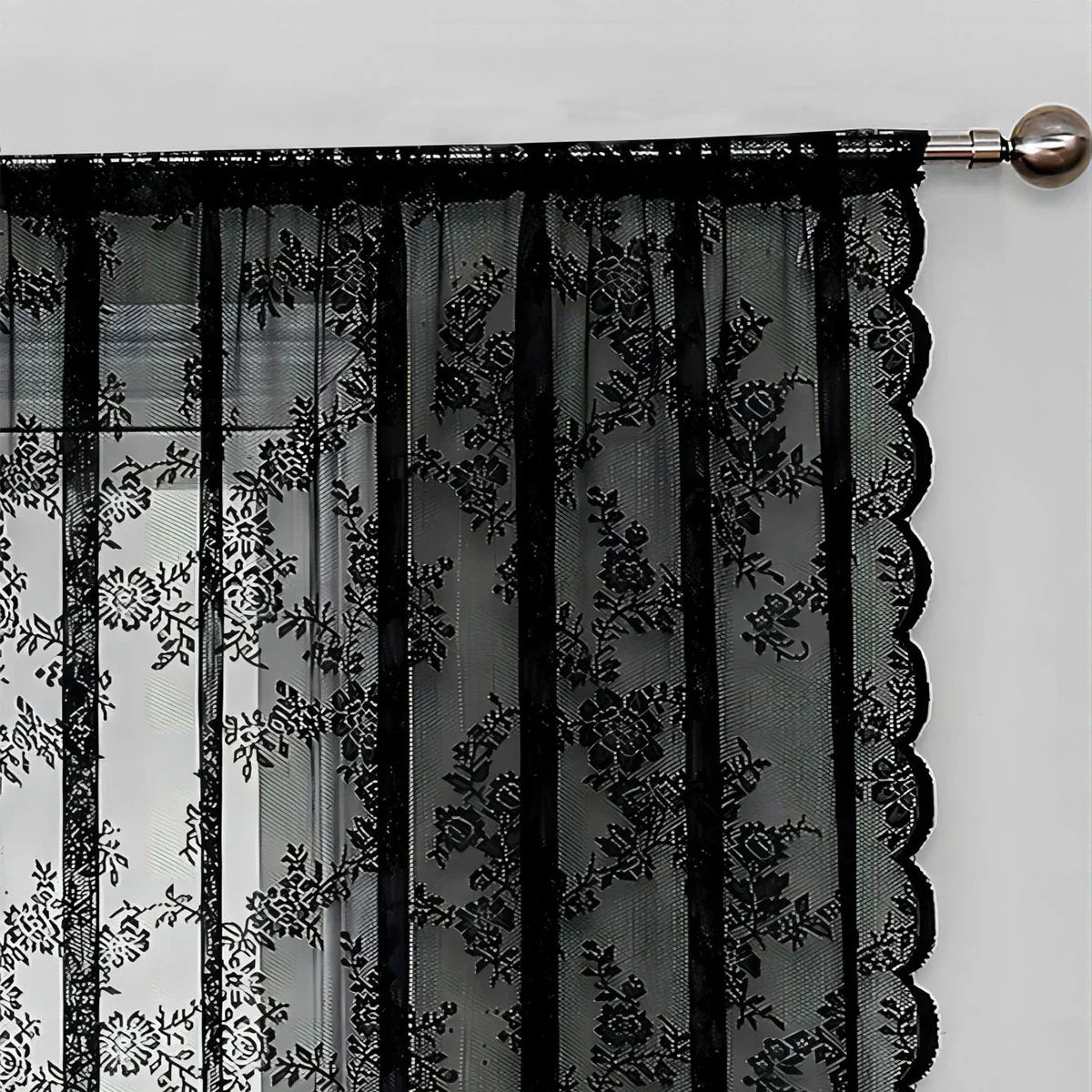 Net Curtains with Rose Lace, Voile Curtains for Living Room Windows