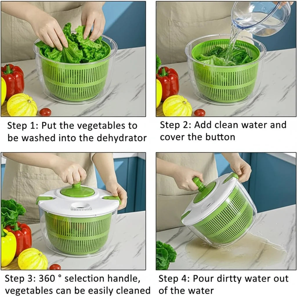 Salad Spinner, Lettuce Spinner for Washing and Drying, Salad Drainer, Vegetable Spinner for Fruit, Kitchen Utensils_07