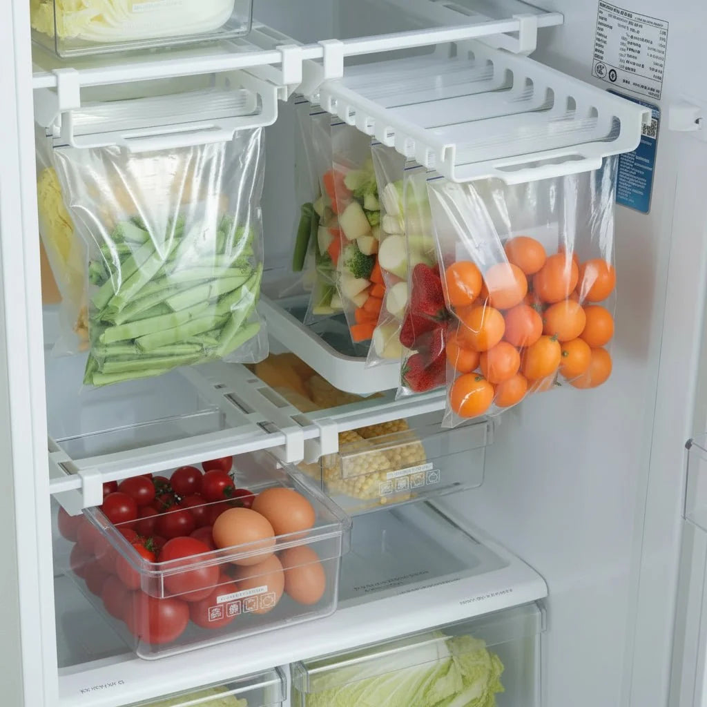 Fridge Organisers, Fridge Drawer Organiser for Food Bags and Snacks, Fridge Rack, Kitchen Storage_05