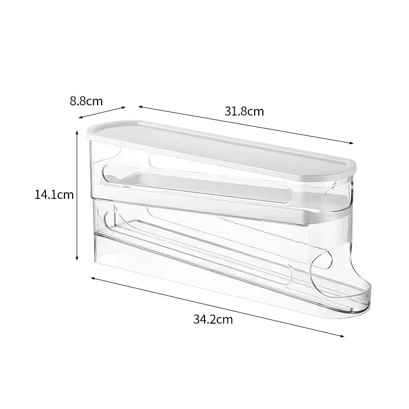Egg Holders for Fridge, 2 Tier Automatic Rolling Egg Dispenser, Clear Egg Storage Fridge Organiser for Kitchen Storage_04