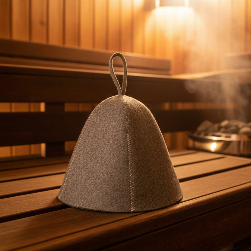 Sauna Hat in Turban Style, Insulating Hair Turban for Sauna and Steam Room, Fibre Felt Sauna Cap for Hair Protection