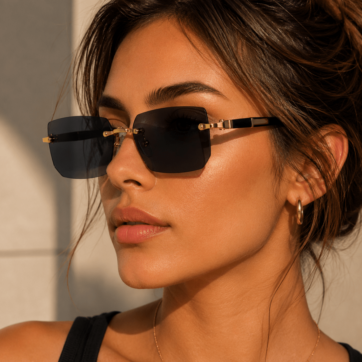 Rectangular Sunglasses UV400, Rimless Sunglasses for Driving and Travel, Frameless Glasses with UV Protection_08