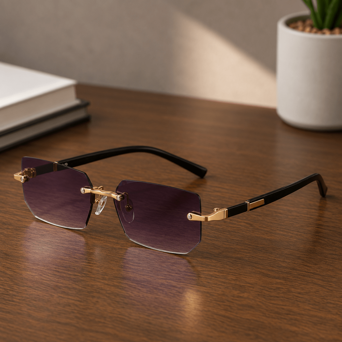 Rectangular Sunglasses UV400, Rimless Sunglasses for Driving and Travel, Frameless Glasses with UV Protection_16