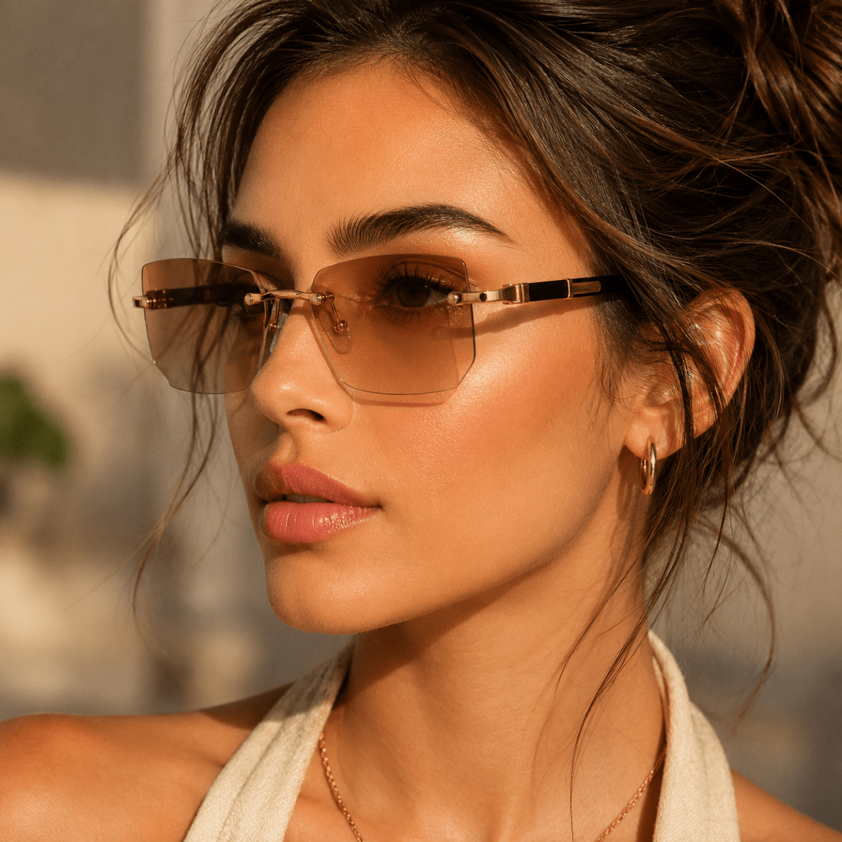 Rectangular Sunglasses UV400, Rimless Sunglasses for Driving and Travel, Frameless Glasses with UV Protection_04
