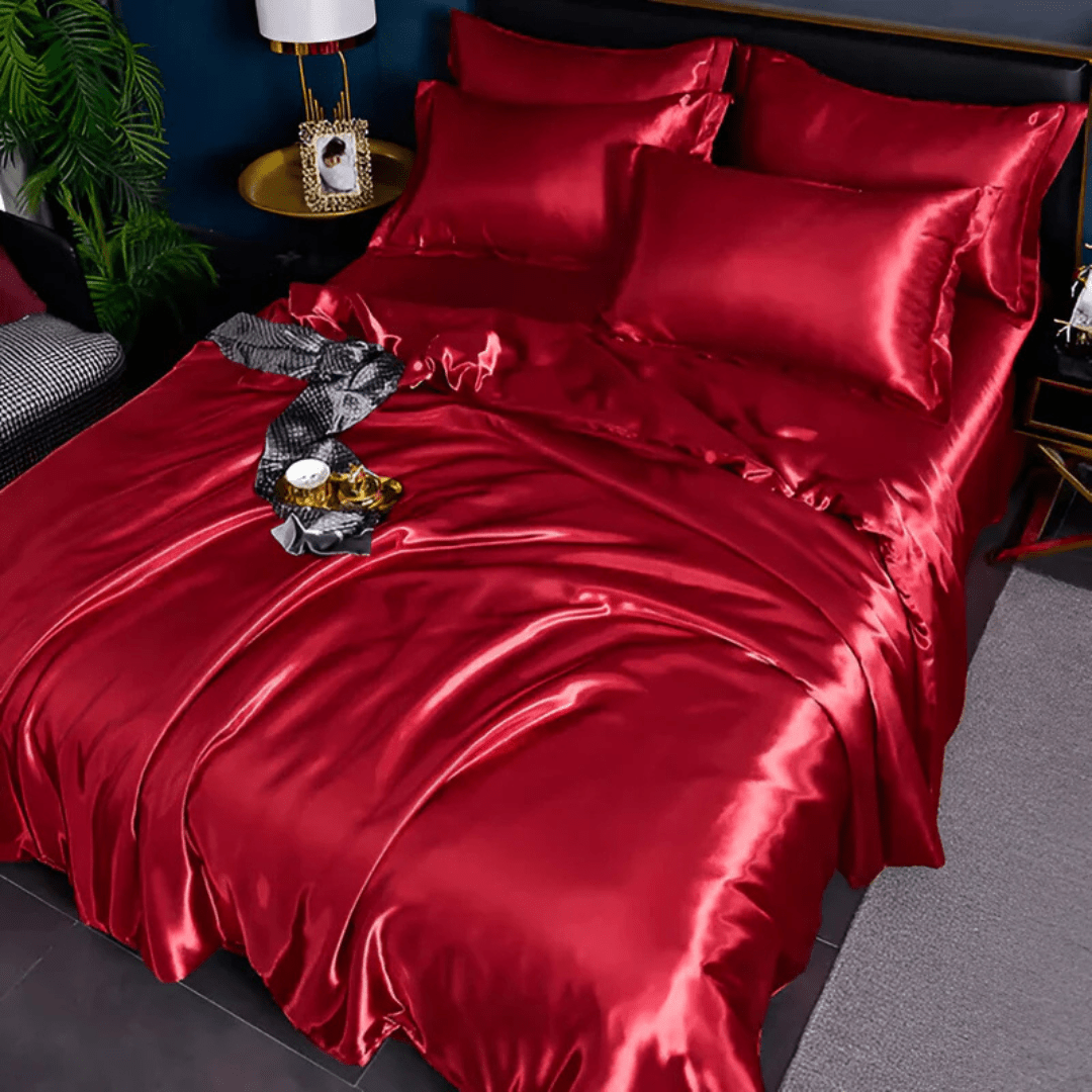 Bedding Set with Duvet Cover, Flat Sheet and 2 Satin Pillowcases, Silky Bedding Set, Satin Duvet Cover Set in 4 Sizes_02