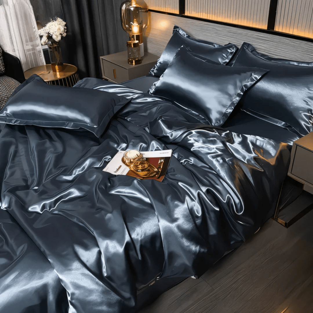Bedding Set with Duvet Cover, Flat Sheet and 2 Satin Pillowcases, Silky Bedding Set, Satin Duvet Cover Set in 4 Sizes_07