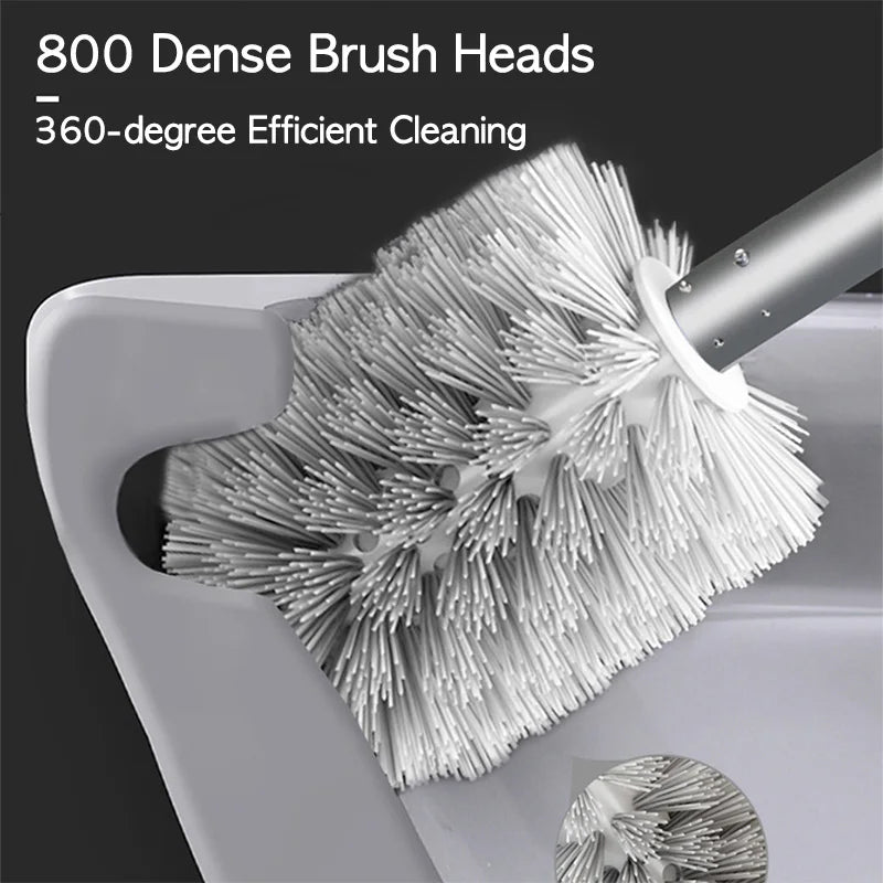 Toilet Brush and Holder, Wall Mounted Toilet Brush Holder No Drill, Aluminium Loo Brush Set, Bathroom Accessories_03